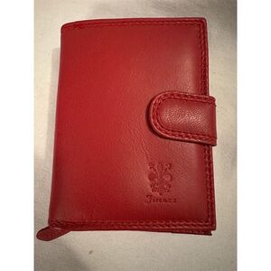 Tuscany Leather Unisex Red Wallet Multi-Card Holder Solid Pattern